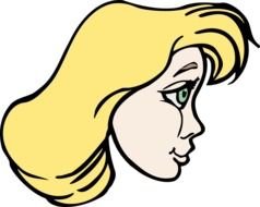 painted head of a princess with yellow hair