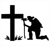 Clip art of Soldier Kneeling At Cross