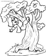 Girl Climbing Tree Coloring Page