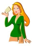 beautiful Girl with card in hand, drawing