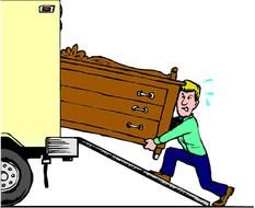 Moving, man loading furniture in truck, Clip Art