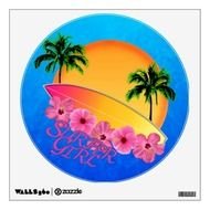 Retro Honu Surfboard Room Sticker