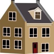 Cartoon house with the windows clipart