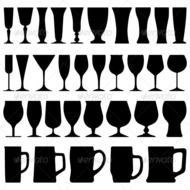 Beer Mug And Wine Glass Silhouette