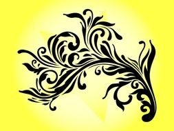 Black and white drawing of the decorative swirl plants clipart
