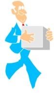 man in blue drawing
