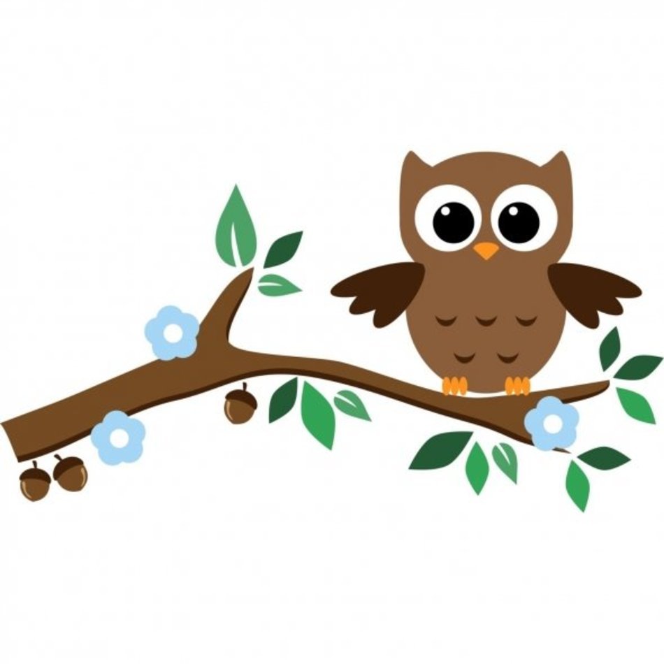 Owl On Tree Branch Clip Art N6