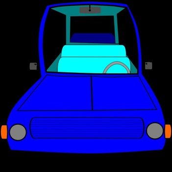 Cartoon Car With People