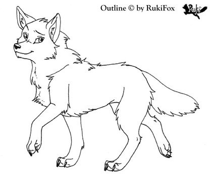 Anime Wolf Outline