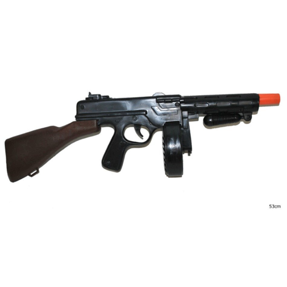 Zwarte Tommy Gun Plastic Formaat Ongeveer 50 Cm