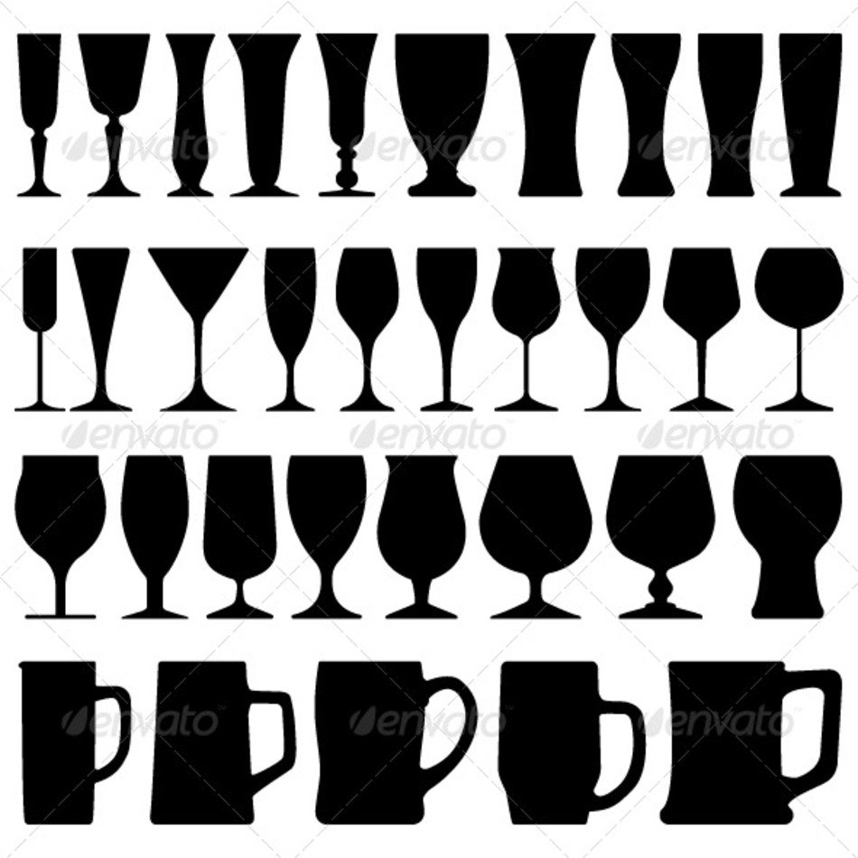 Beer Mug And Wine Glass Silhouette