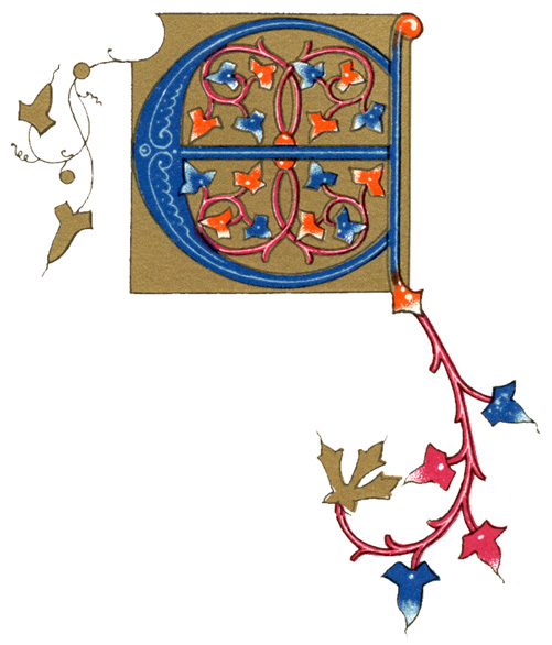 Medieval Illuminated Letters E free image download