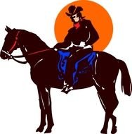 Cartoon Cowboy On Horse as a graphic illustration