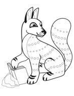 painted fox in coloring book