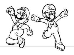 coloring page with Super Mario characters