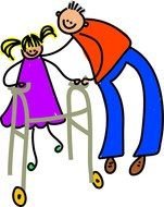 Clip Art of helping to sick girl