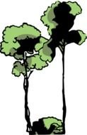 drawn two forest trees on a white background