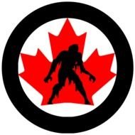 Zombie Silhouette at red mapple leaf