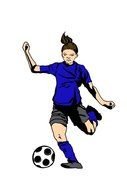 Female Soccer Player with ball, drawing
