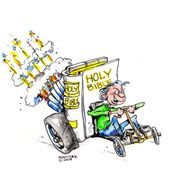 Colorful drawing of the cart with Holy Bible clipart