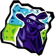 drawing of a cow in a meadow squared