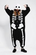 Girl in the black and white skeleton costume