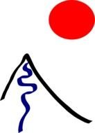 sun over the mountain as a graphic illustration
