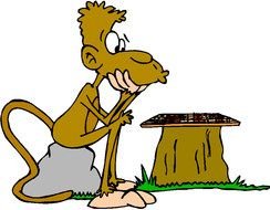 cartoon monkey is playing checkers