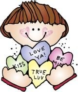 boy with red hearts as a graphic illustration