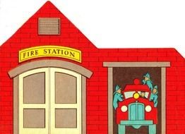Cartoon Fire Station drawing