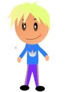 drawing of a boy in a blue tracksuit