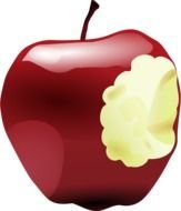 painted bitten burgundy apple