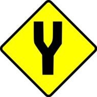 "Y" on the road sign as a graphic illustration