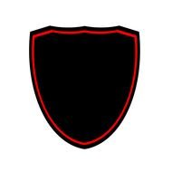 black shield on a white background