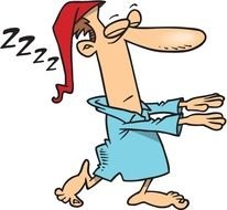 Ä°llustration of Sleepwalking Cartoon man