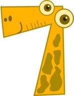 Number 7, funny cartoon animal, Clip Art