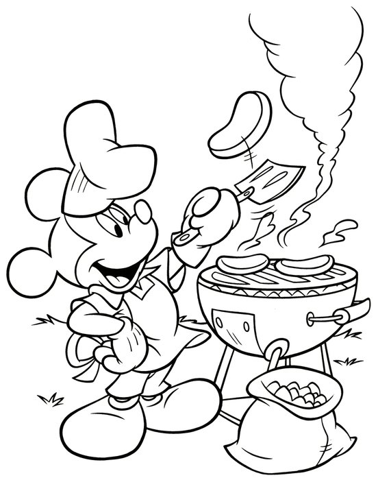 BBQ Mickey Mouse Coloring Pages