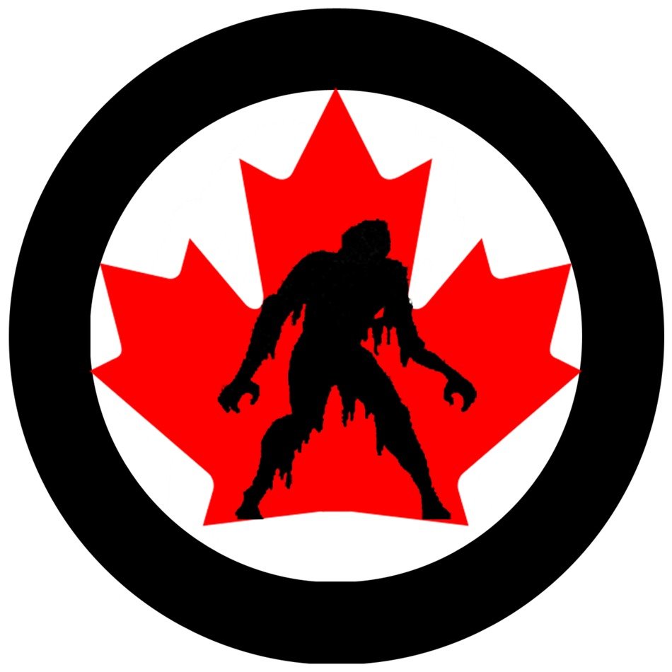 Zombie Silhouette at red mapple leaf