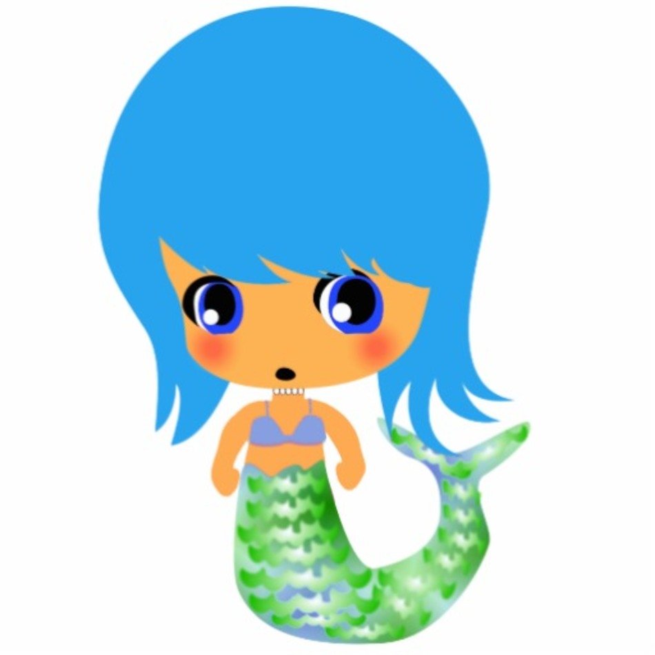 Cartoon Mermaid With Blue Hair
