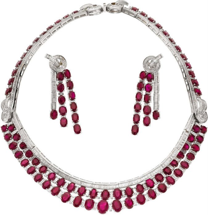 red amethyst necklace and earrings