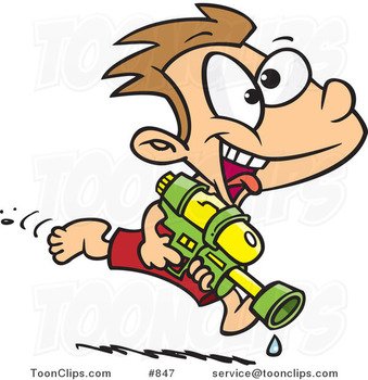 Cartoon Boy With Water Gun N2