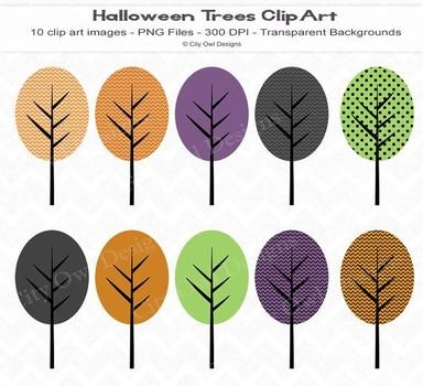 Halloween Trees Clip Art For Digital Scrapbooking