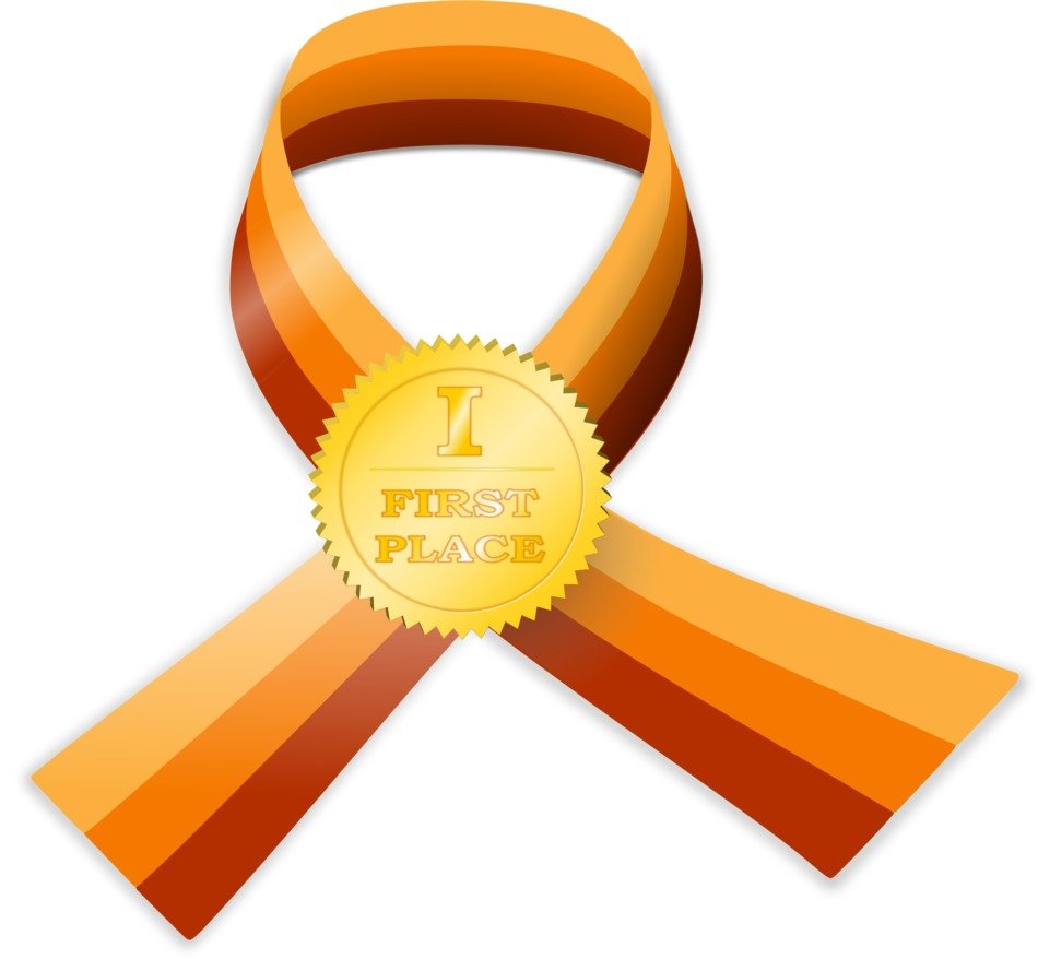 striped ribbon for first place