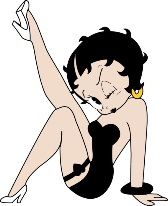Betty Boop in a black sexy dress
