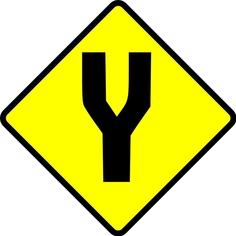 'Y' on the road sign as a graphic illustration
