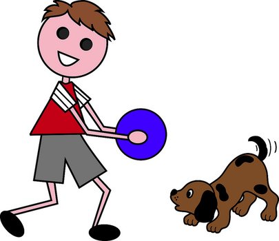 Boy Playing With Dog Clip Art N3