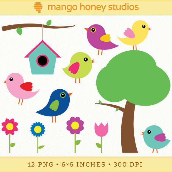 Spring Birds Clip Art free image download