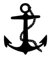 drawn black anchor and rope
