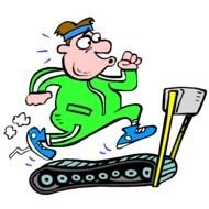 cartoon man on treadmill