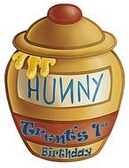 Birthday party invitation on the honey pot